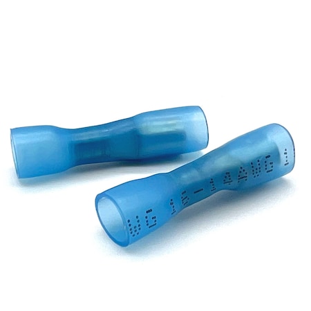 Boltsandnuts.Com Butt Splice Wire Connector, 14 AWG Max, Blue, Heat Shrink Insulation, 600 V, 50 PK EL-1614-FBULLET-HSB-50